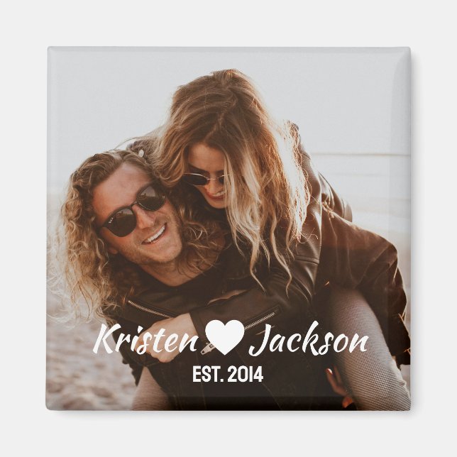 Personlig Namn och datum - enkelt magnet (Framsidan)