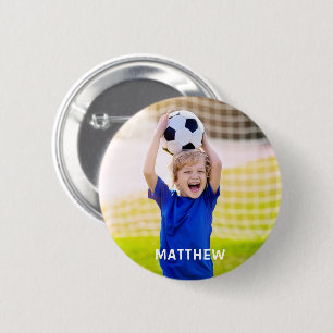Personlig Namn och Foto Fotboll Sport Knapp