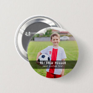 Personlig Namn och Foto Fotboll Sport Knapp