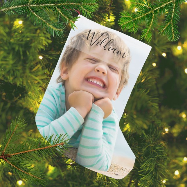 Personlig Namn och foto Liten Julstrumpa (Personalized Name and Photo Small Christmas Stocking)