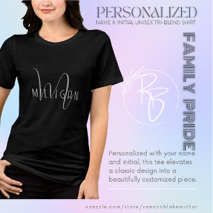 Personlig namn- och initial trädblandningskjorta f t shirt