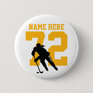 Personlig namn och nummer för tjejishockeyspelare knapp