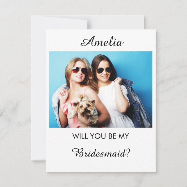 Personlig namn och Photo Bridesmaid Frieri Tack Kort (Baksida)