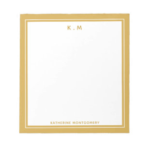 Personlig Namn Ochre vit Elegant minimalistisk Anteckningsblock
