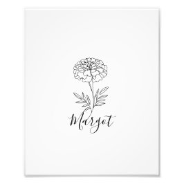 Personlig Namn oktober Marigold Birth Flower Fototryck