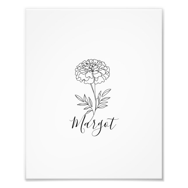 Personlig Namn oktober Marigold Birth Flower Fototryck (Framsidan)