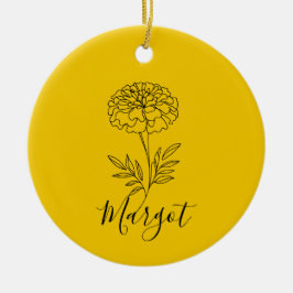 Personlig Namn oktober Marigold Birth Flower Julgransprydnad Keramik