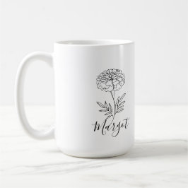 Personlig Namn oktober Marigold Birth Flower Kaffemugg