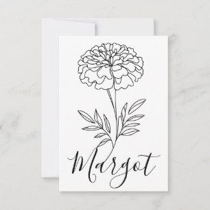 Personlig Namn oktober Marigold Birth Flower Tack Kort
