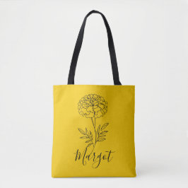 Personlig Namn oktober Marigold Birth Flower Tygkasse