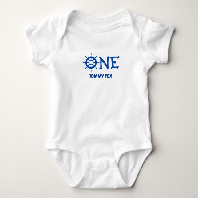 Personlig Namn One Print Boat Whell T Shirt (Framsida)