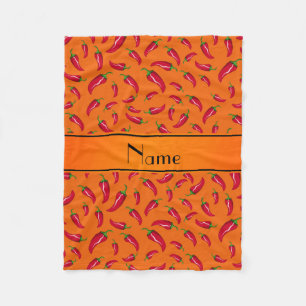 Personlig namn orange chili pepper fleecefilt