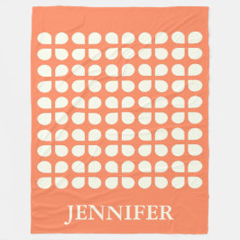 Personlig Namn Orange Cream Retro Geometric Fleecefilt