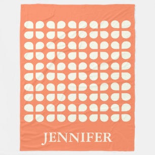 Personlig Namn Orange Cream Retro Geometric Fleecefilt