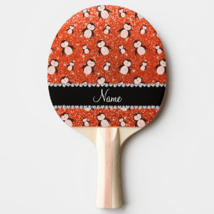 Personlig namn orange glitter penguiner pingisracket