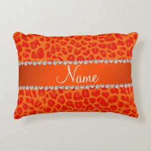 Personlig namn orange leopard mönster prydnadskudde