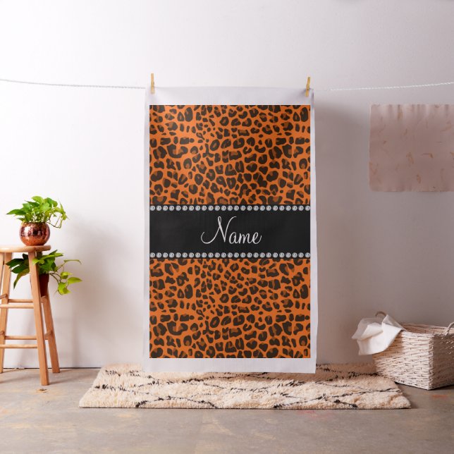 Personlig namn orange leopard mönster tyg (In Situ)