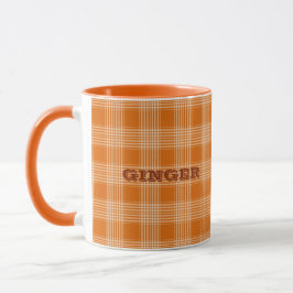 Personlig Namn Orange Play Gingham Mönster Mugg