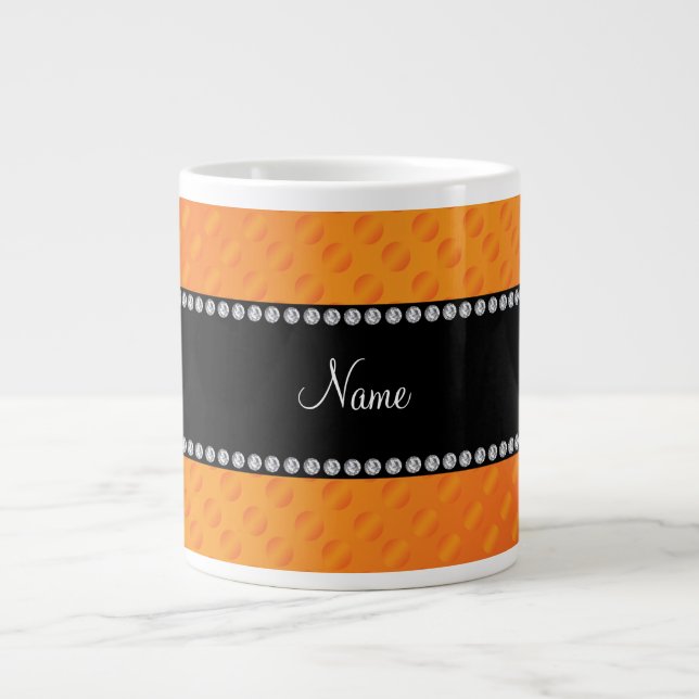 Personlig namn orange polka dots jumbo mugg (Framsidan)