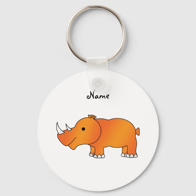 Personlig namn orange rhino nyckelring (Framsida)