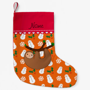 Personlig namn orange snögubbe liten julstrumpa