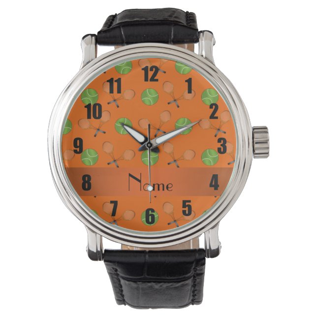 Personlig namn orange tennis bollar armbandsur (Framsida)