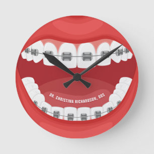 Personlig Namn Orthodontic Office Dental Braces Rund Klocka