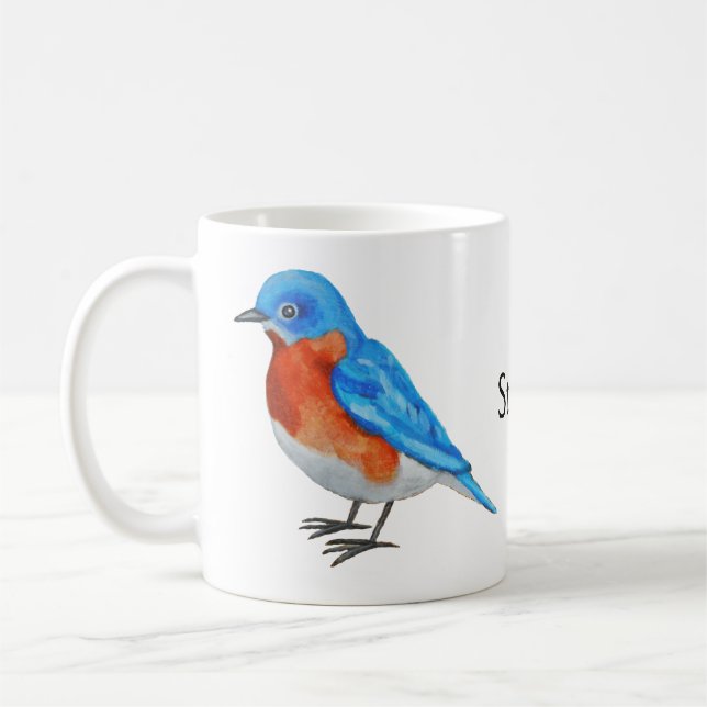 Personlig Namn Östra Bluebird Bird Watcher Kaffemugg (Vänster)