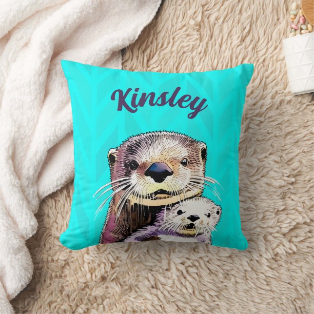 Personlig Namn Otterly Delighly Otter Kudde (Filt)