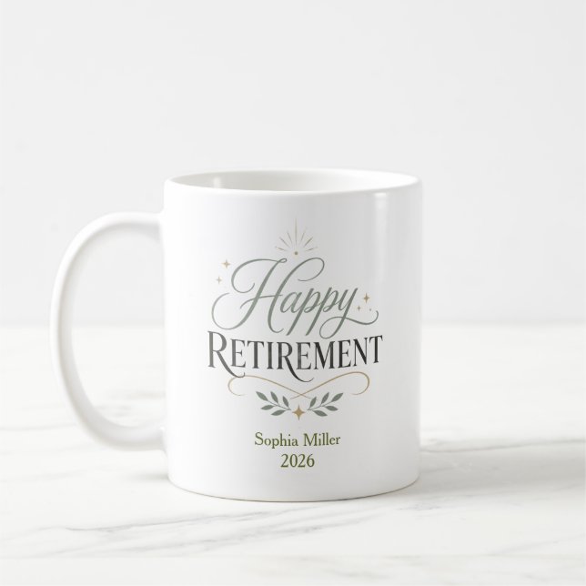 Personlig Namn på Glad Pension Kaffemugg (Vänster)