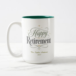 Personlig Namn på Glad Pension Två-Tonad Mugg