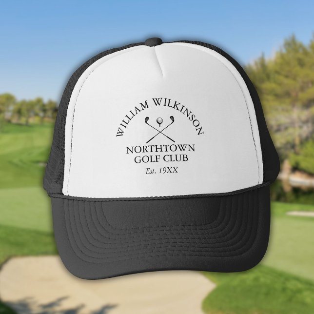 Personlig namn på golfklubbmedlem keps (Personalized Golf Club Member Name Trucker Hat)