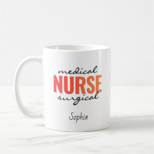 Personlig namn på medicinsk kirurgisk sjukskötersk kaffemugg