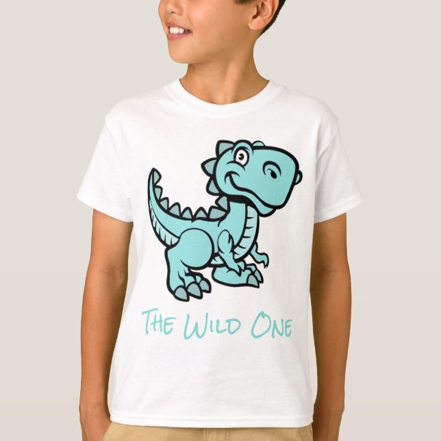 Personlig namn på Teal T Rex-dinosaurie Shirt (Framsida)