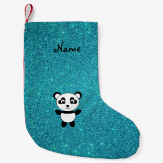 Personlig namn pandturkos glitter liten julstrumpa