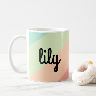 Personlig Namn Pastel Rainbow Anpassningsbar Gift Kaffemugg