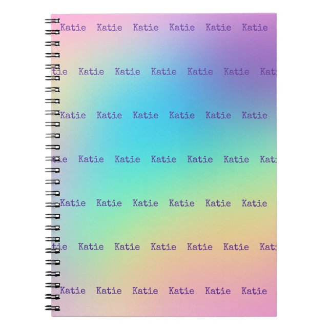 Personlig Namn Pastel Rainbow Gradient bärbar dato Anteckningsbok (Framsidan)