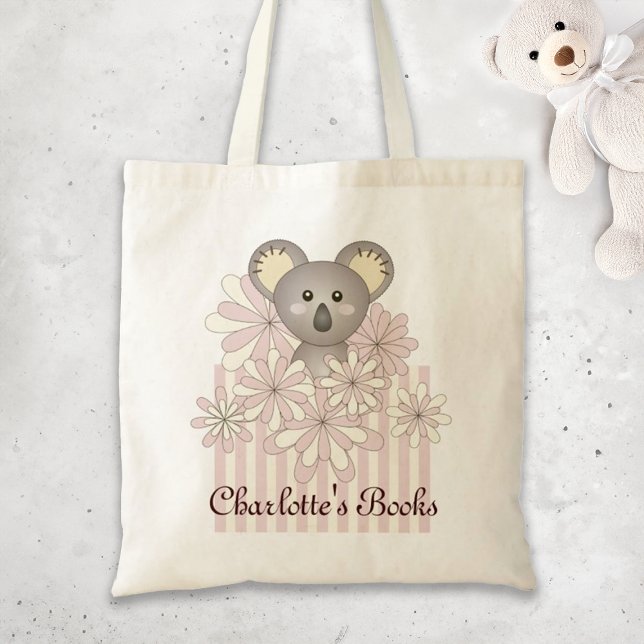 Personlig Namn Pastel Rosa Cute Baby Koala Kids Tygkasse (Skapare uppladdad)