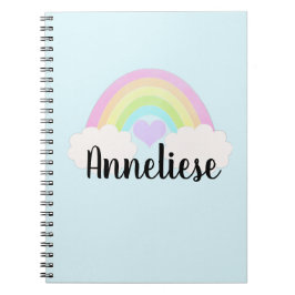 Personlig Namn Pastel Watercolor Rainbow Anteckningsbok