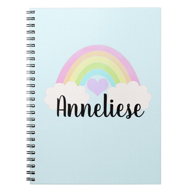 Personlig Namn Pastel Watercolor Rainbow Anteckningsbok (Framsidan)