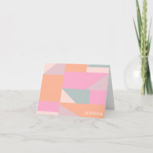 Personlig Namn Pastell Rosa Geometrisk Brevpapper Anteckningskort