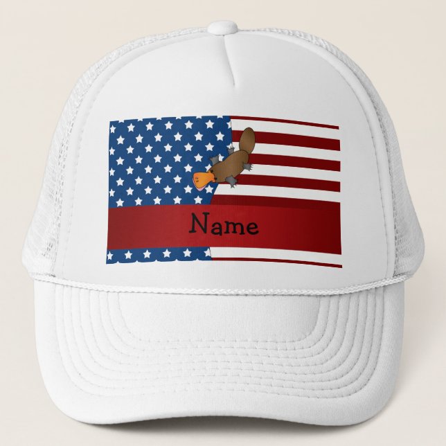 Personlig namn Patriotic platypus Truckerkeps (Framsida)
