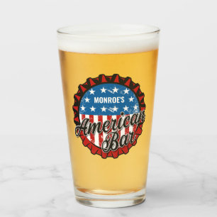 Personlig, NAMN Patriotic USA flagga American Pub Glaskopp