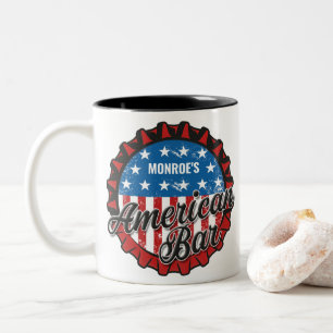Personlig, NAMN Patriotic USA flagga American Pub Två-Tonad Mugg