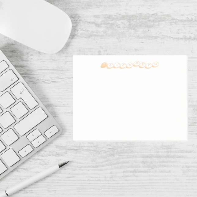 Personlig Namn Peach Bubble Brev Post-it Block (Skapare uppladdad)