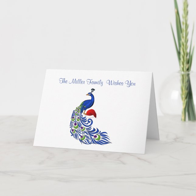 Personlig Namn Peacock-julkort Helgkort (Framsida)