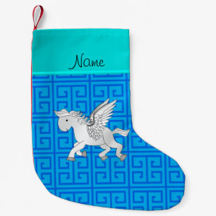 Personlig namn pegasus blue greek nyckel liten julstrumpa