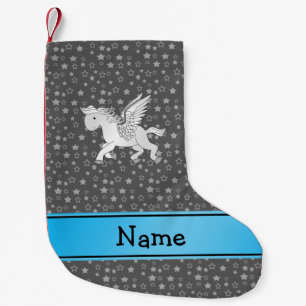 Personlig namn pegasus grått stjärnor liten julstrumpa
