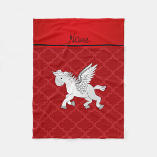 Personlig namn pegasus röd moroccan fleecefilt
