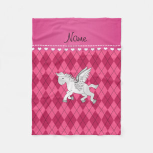 Personlig namn pegasus rosa argyle fleecefilt